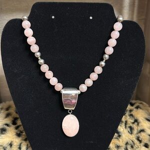 Rose Quartz and Sterling Silver Necklace